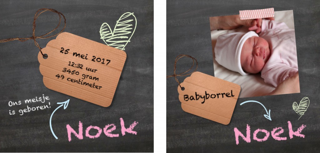 hipdesign schoolbord label krijt geboortekaartje meisje