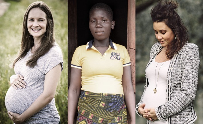 drie zwangere vrouwen 3 landen