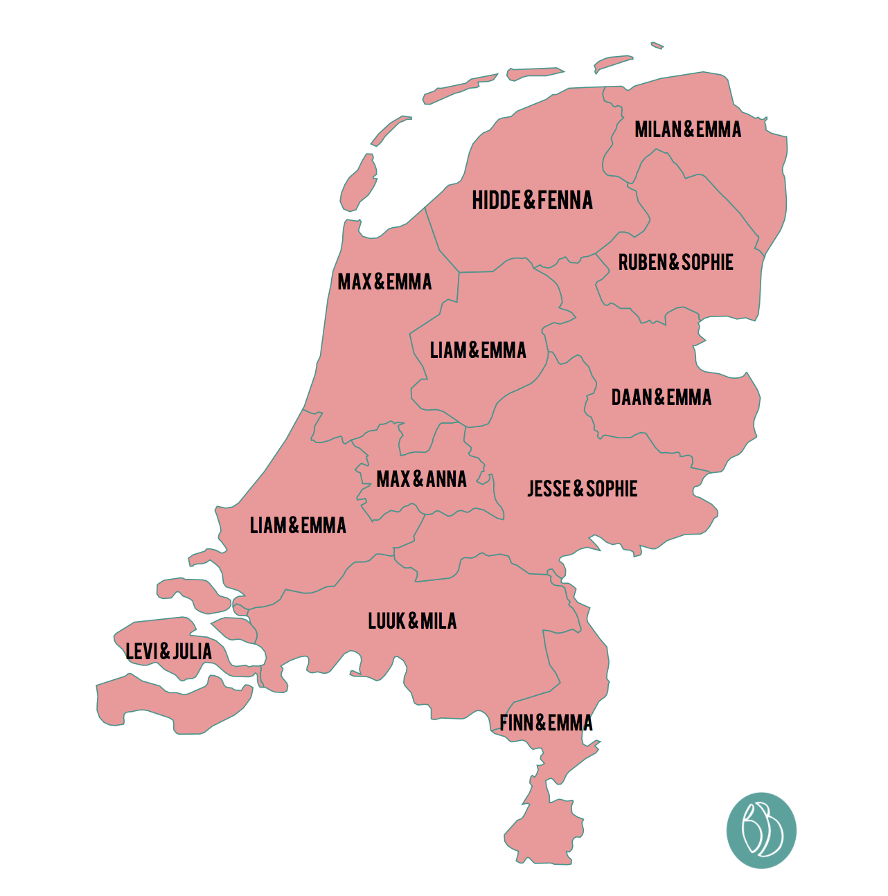 voornamen per provincie 2015